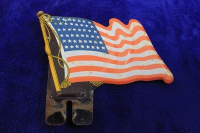 Vintage 48 Star American Flag License Plate Bumper Topper Accessory Badge - Image 1 of 4
