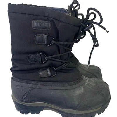 Bota de nieve LL Bean Bigelow negra aislada para clima frío con cordones talla 8 Foto 1 de 4