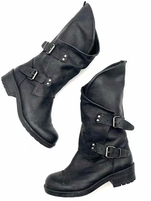 Cool Way Size 9 Black Buckle(s) Leather Shoes Boots - Image 1 of 4