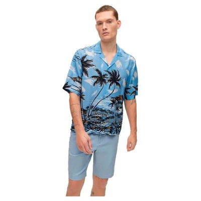 BOSS Men's Regular Fit Lars O Tropical Print Shirt in Open Blue-XL - Image 1 of 4