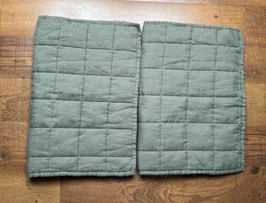 Quince European Linen Box Quilted Standard Sham Set  -Dusty Olive NWOT - Picture 1 of 3