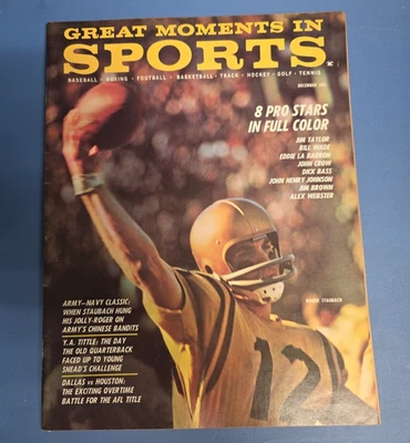 1963 Great Moments In Sports Roger Staubach cubierta azul marino Jim Brown foto a color Foto 1 de 3