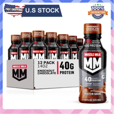 Batido de proteínas Muscle Milk Pro Series, chocolate Knockout, 40 g de proteína, 14 fl oz Foto 1 de 4