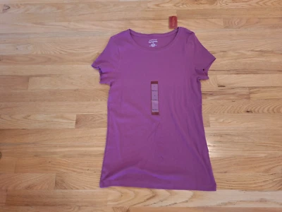 Womens Northcrest Short Sleeve Casual Crew Neck Tee Top Small S Purple Cotton - Image 1 of 3