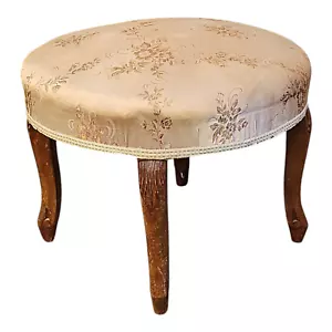Antico SGABELLO PANCHETTO Pouf in Legno di Faggio stile Barocchetto anni '50 - Foto 1 di 5