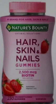 Витаминные жевательные резинки с биотином для волос, кожи и ногтей Nature's Bounty ~ 230 карат ~07/26 - Изображение 1 из 3