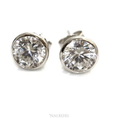 orecchini argento 925 punto luce cipollino cipolla 8mm zircone brillante bianco - Immagine 1 di 4