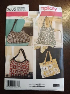Simplicity Tote Bag / Purse Pattern #2685 - Uncut - Picture 1 of 2