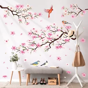 DECOWALL SG2-2305 Pink Cherry Blossom Branch Wall Stickers Flower Birds DIY HOME - Picture 1 of 7