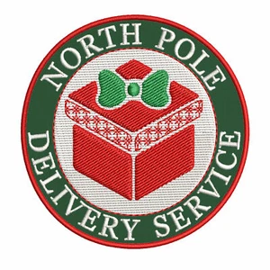Christmas Patch Northpole Delivery Rudolph Reindeer 3.5" Embroidered Iron-On - Picture 1 of 9