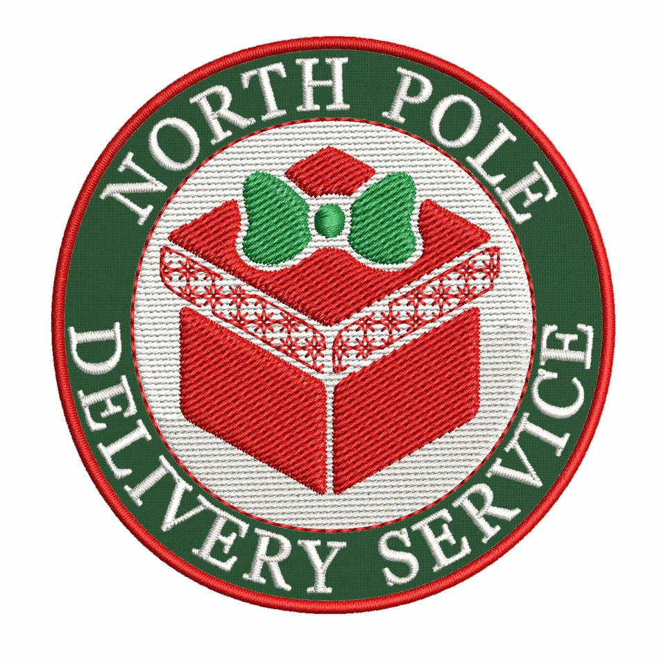 Christmas Patch Northpole Delivery Rudolph Reindeer 3.5" Embroidered Iron-On - Image 1 of 4