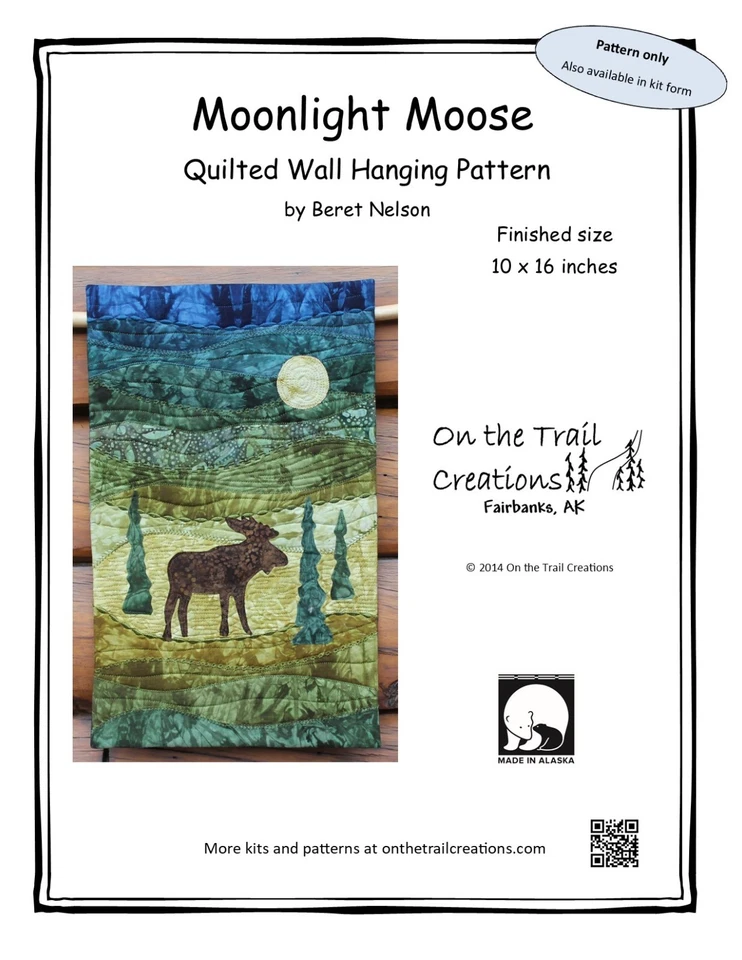 On The Trail Creations Moonlight Moose Wall Hanging Quilt Pattern - Beret Nelson