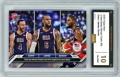 GEM MINT 10 2024 Topps Now Olympic Gold Medal CURRY LEBRON JAMES DURANT GAS 10 Foto 1 de 2