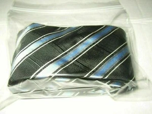 Lord & Taylor Junge 100 % Seide Krawatte Krawatte 50-3/4 x 2,5" schwarz blau grau gestreift neu ohne Etikett - Bild 1 von 6