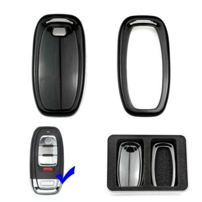 Black Glossy Smart Key FOB Remote Shell Cover Set For Audi A3 A4 A5 A6 A7 Q5 RS - Image 1 of 4
