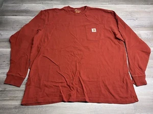 Carhartt Original Fit Pocket T-Shirt Mens Size XL Faded Brick Red Long Sleeve - Picture 1 of 7