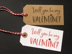 10 Large Personalised Embellished Will you Be My Valentine Favour Gift Tags - Picture 1 of 2