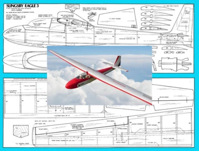 Model Airplane Plans (RC): SLINGSBY EAGLE 3 Mini-Scale 66" (1695mm) Sailplane - Image 1 of 2