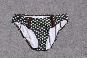 SCHÖNER BIKINI UNTERTEIL SLIP GRÖSSE 42 BRAUN MIT TÜRKIS PÜNKTCHEN MIT ZIERKNÖPF - Picture 1 of 1