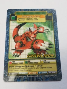Growlmon DP-01 Digimon Plastic Trading Card Game Vintage Rare Bandai 2001 - Picture 1 of 6