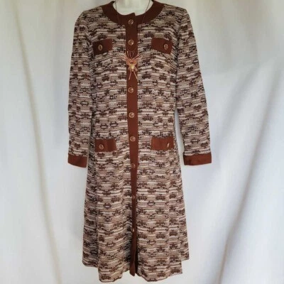Vestido marrón vintage años 60 Neospun Jersey Douglas | Hecho en Inglaterra Foto 1 de 4