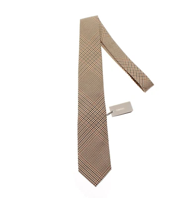 Corbata Tom Ford NUEVA CON ETIQUETAS en Beige/Marrón/Naranja a Cuadros 100% Seda Hecha en Italia Foto 1 de 4