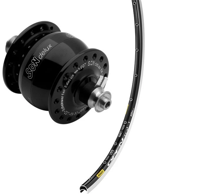 28" Vorderrad mit SON Delux schwarz Felge Mavic Open Pro C schwarz - Bild 1 von 1