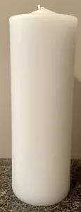 3” X 9” WHITE PILLAR CANDLES 12 PIECES (CASE) W/TISSUE-WEDDINGS/PARTIES-NEW - Picture 1 of 11