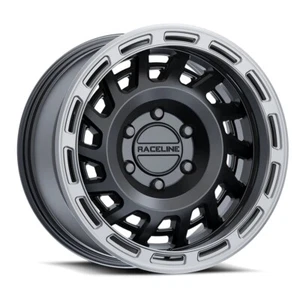 17x8.5 +0 Raceline 957BS Halo 5x150 Satin Black w/Silver Ring Wheels (Set of 4) - Picture 1 of 3