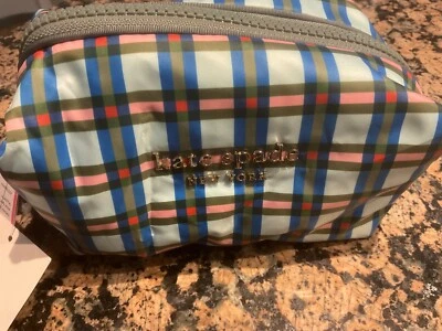 Kate Spade - Xadrez - Everything Puffy - Estojo de cosméticos médio - Novo com etiquetas - Imagem 1 de 4