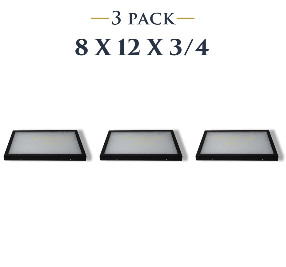 3 Pack of 8 x 12 x 3/4 Riker Display Cases Boxes for Collectibles Jewelry & More - Image 1 of 3