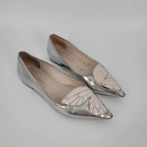 Sophia Webster Butterfly Flats Patent Leather Silver Point Toe Size 35 - Picture 1 of 13