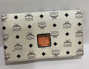 MCM Bag Clutch Vintage Purse White Signature Michael Cromer Munich Logs A5819 - Picture 1 of 11