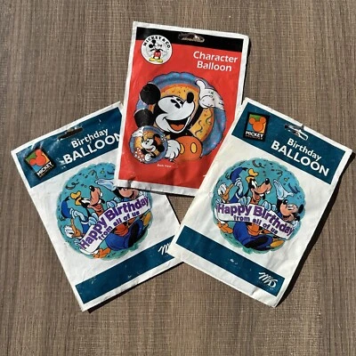 Globos de cumpleaños ilimitados vintage años 90 Disney Mickey Mouse Goofy regalo lote de 3 Foto 1 de 4