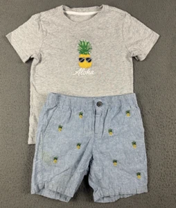 Janie Jack Conjunto Niño 5 Camisa Piña Pantalones Cortos Lino Paraíso Hawaii Aloha Conjunto - Imagen 1 de 12