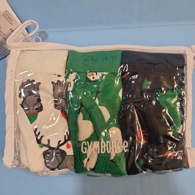 Novo com etiquetas Gymboree Meninos XS Tamanho 4 Cueca Pacote com 3 Pares Presente de Natal Feriado - Imagem 1 de 4