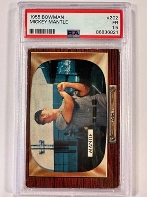 1955  Bowman Mickey Mantle #202 New York Yankees HOF PSA 1.5 FR - Image 1 of 4