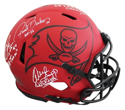 Bucs (4) Alstott, Barber, Sapp & Brooks Signed Rave F/S Speed Proline Helmet BAS - Image 1 of 4