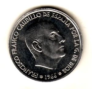ESPAÑA 50 centimos FRANCO 1966 estrella 70 Proof ( de la tira del año 1970) - Picture 1 of 2