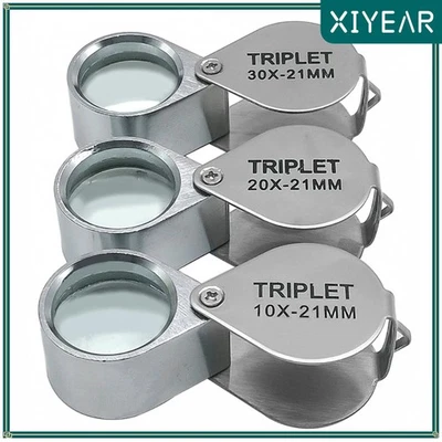 10-30X Pocket Loupe Magnifier Jewelry Magnifying Glass Foldable Diamond Lupa Tri - Image 1 of 4