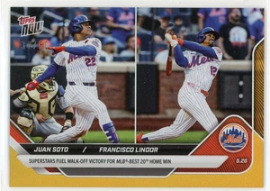 2025 Topps Now #220 Juan Soto / Francisco Lindor Gold Foil #d 30 /50 - Picture 1 of 2