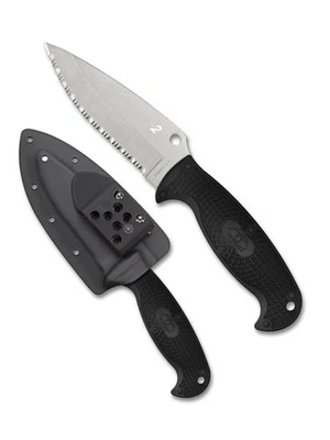 Spyderco Jumpmaster 2 FB24SBK2 Fixed Blade Knife 4.48" Serrated Edge H-2 Blade - Image 1 of 3