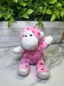 Mary Meyer Print Monkey Plush Poka Dot Stuffed Animal Pink Baby Ribbon 2016 - Picture 1 of 5