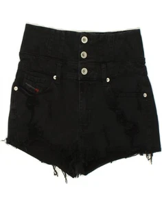 DIESEL Womens Distressed Denim Shorts W26 Small Black Cotton BR32 - Picture 1 of 3