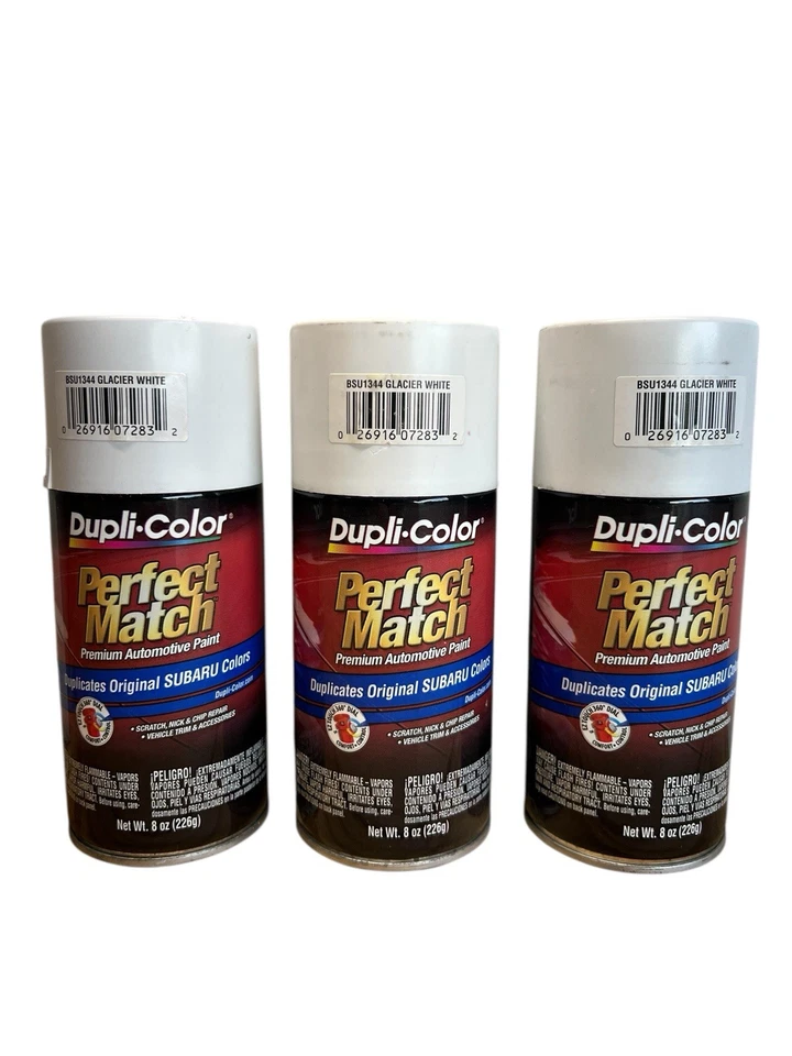 Pintura automotriz blanco glaciar Dupli-Color BSU1344 Subaru Perfect Match (3 latas) Foto 1 de 2