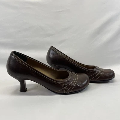 MUDD Mary Jane Pumps Women 6.5 Brown Kitten Heels Retro Classic Librarian Preppy - Image 1 of 4