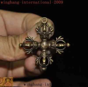 Alter Tibetischer Buddhismus Bronze Vajra Dorje Phurpa Exorzismus Talisman Statue Anhänger - Bild 1 von 5