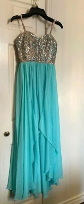 NWT $278 BETSY ADAM MINT/CHAMPAGNE BEADED EMBELLISHED STRAPLE COCKTAIL GOWN-4 - Image 1 of 4