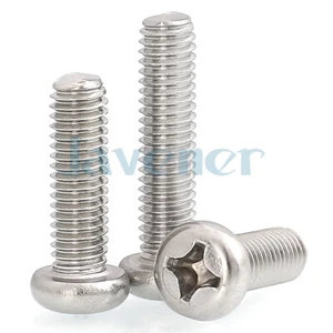 Tornillos de cabeza de sartén redonda cruzada de acero inoxidable M1-M4 304 pernos Phillips DIN7985 GB818 - Imagen 1 de 175