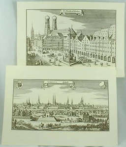 Lubecca Lubeck Munchen Munich Vintage German Geographic Urban Map Art Print Lot - Picture 1 of 12